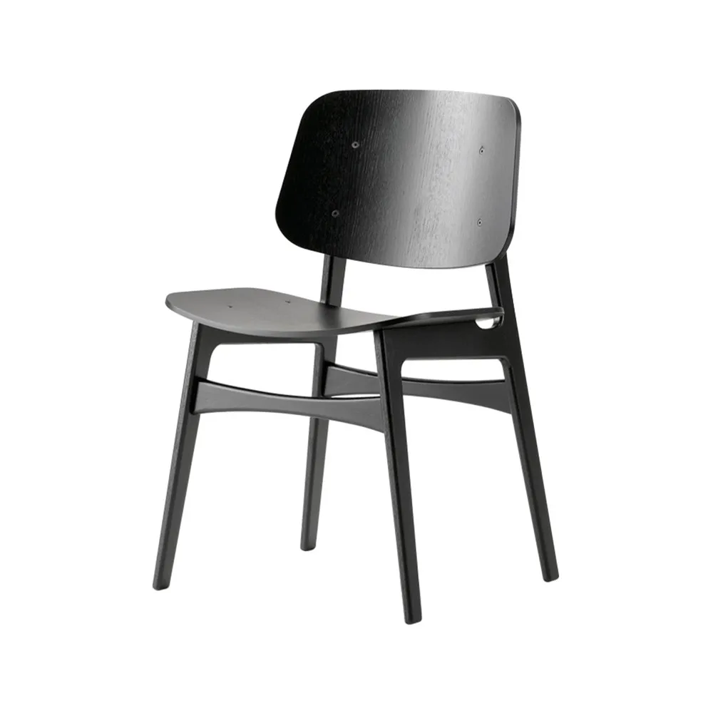 Silla Søborg wood, Roble lacado negro - estructura de roble lacado negro Fredericia Furniture