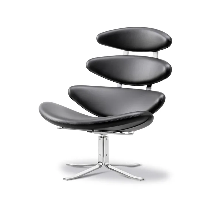Sillón Corona - Cuero omni 301 - estructura cromada - Fredericia Furniture