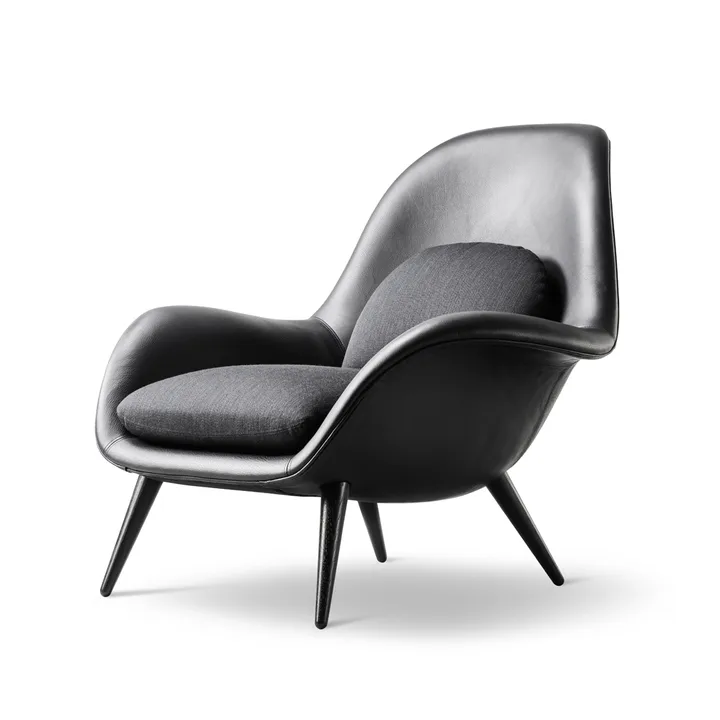 Sillón Swoon  - Cuero 88-negro roble-balder 192 - Fredericia Furniture