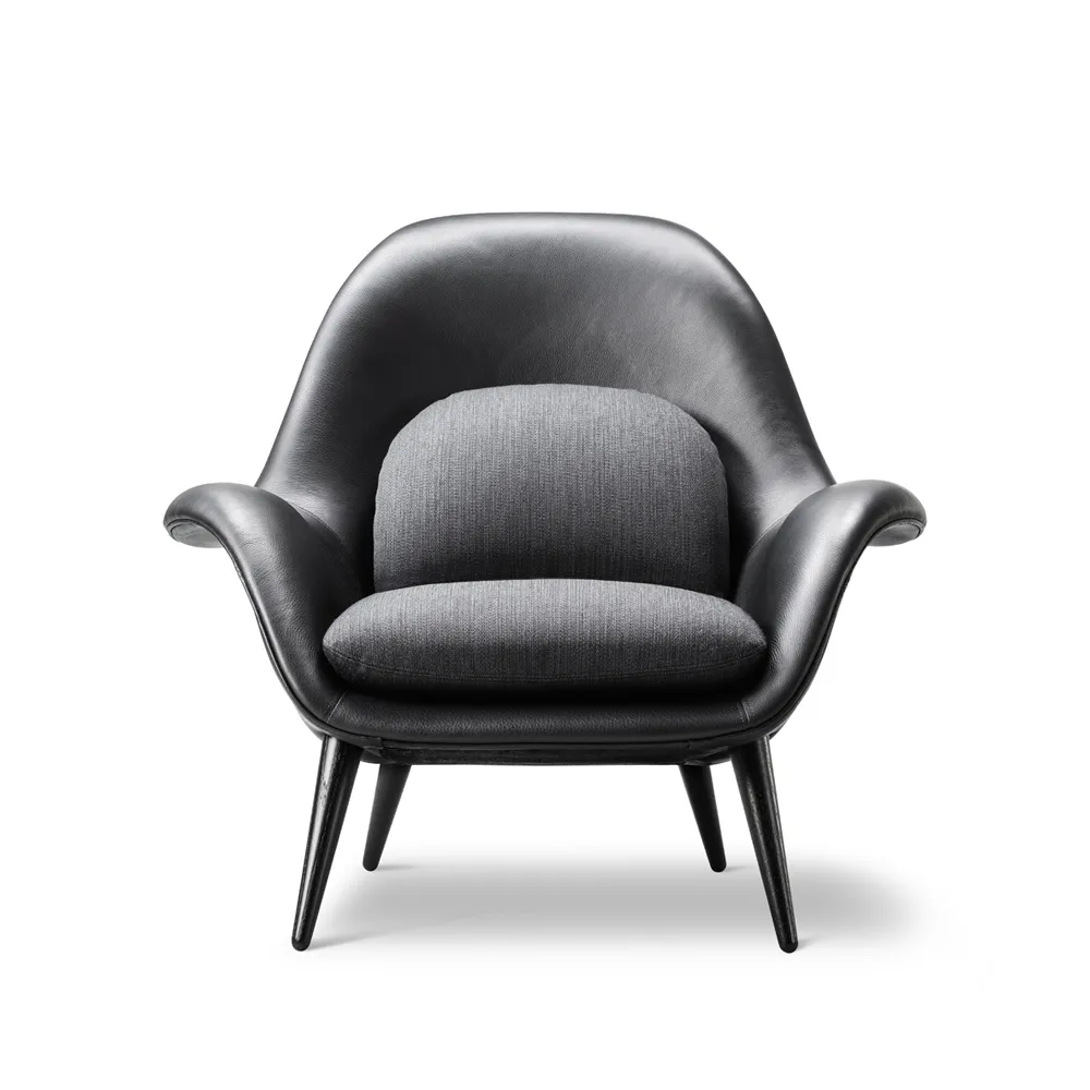 Sillón Swoon , Cuero 88-negro roble-balder 192 Fredericia Furniture