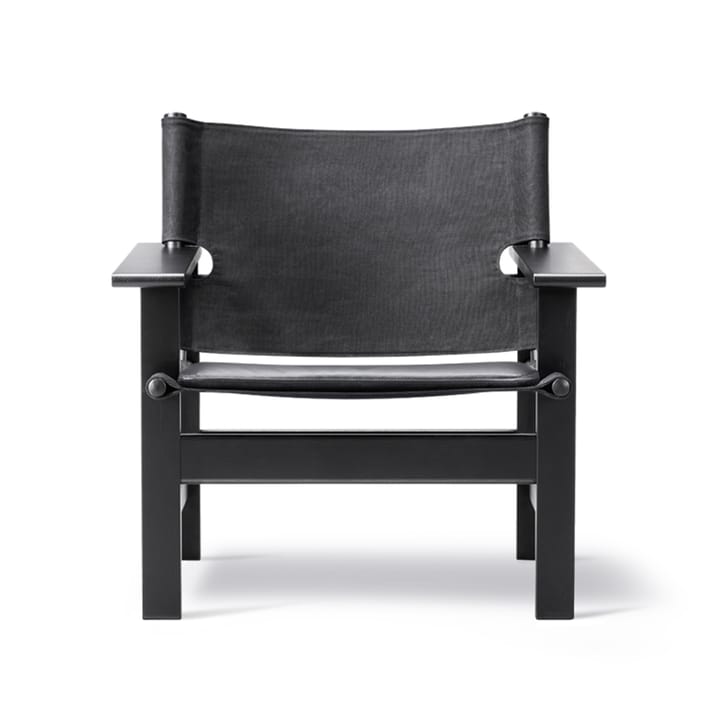 Sillón The Canvas Chair - Canvas negro - roble lacado negro, incl. cojín de cuero negro - Fredericia Furniture