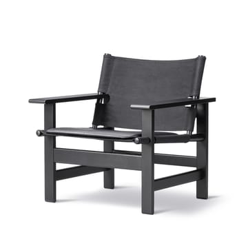 Sillón The Canvas Chair - Canvas negro - roble lacado negro, incl. cojín de cuero negro - Fredericia Furniture