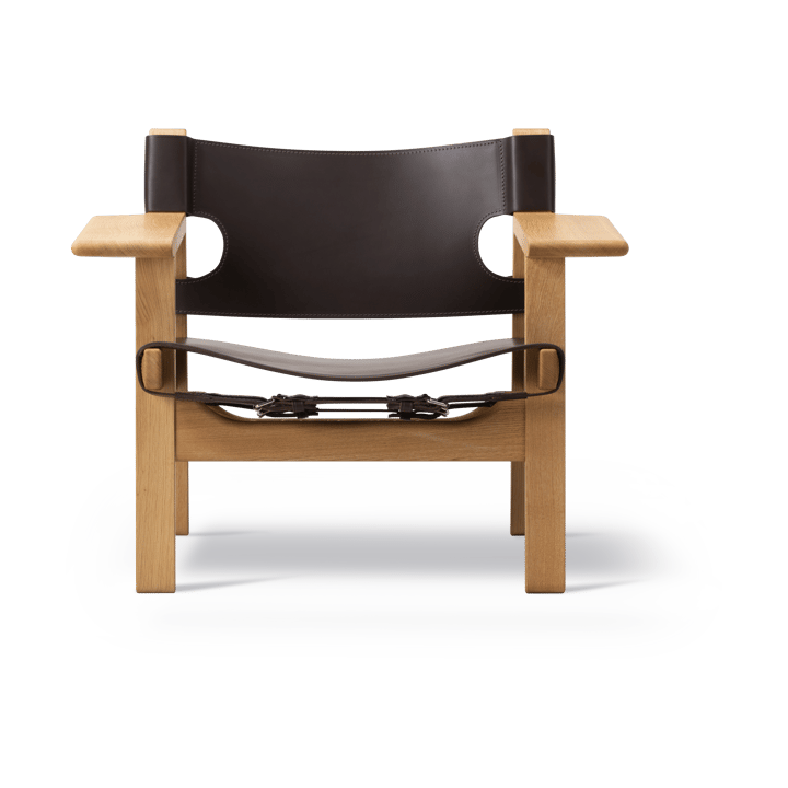 Sillón The Spanish Chair, Cuero marrón oscuro-roble aceitado Fredericia Furniture