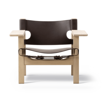 Sillón The Spanish Chair - Cuero marrón oscuro-roble encerado - Fredericia Furniture
