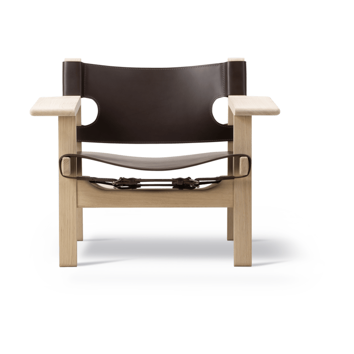 Sillón The Spanish Chair, Cuero marrón oscuro-roble encerado Fredericia Furniture