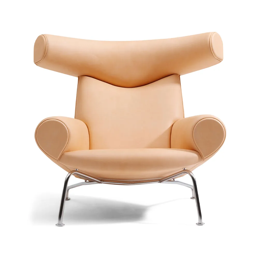 Sillón Wegner Ox, Cuero vegeta 90-cromo Fredericia Furniture