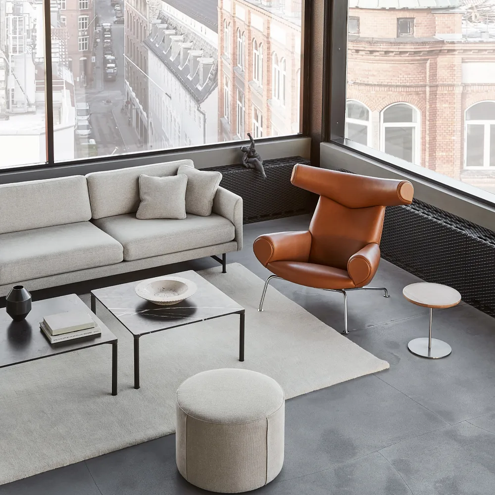 Sillón Wegner Ox, Cuero vegeta 90-cromo Fredericia Furniture