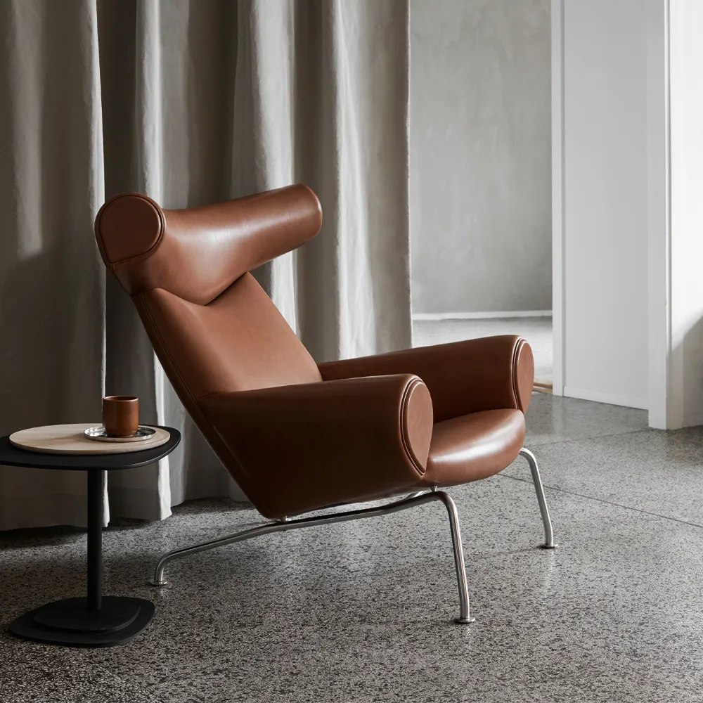 Sillón Wegner Ox, Cuero vegeta 90-cromo Fredericia Furniture
