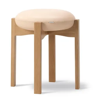 Taburete bajo Pioneer - Cuero Vegeta roble lacado 90 - Fredericia Furniture