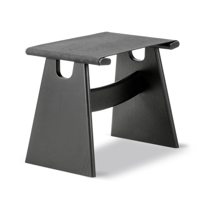 Taburete Seto - Canvas negro - roble lacado negro, incl. cojín de cuero negro - Fredericia Furniture