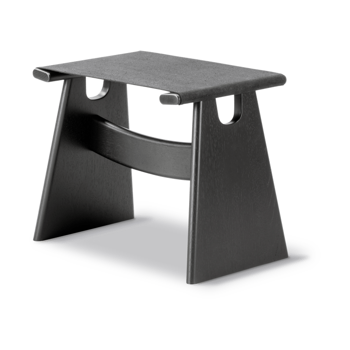 Taburete Seto, Canvas negro - roble lacado negro, incl. cojín de cuero negro Fredericia Furniture