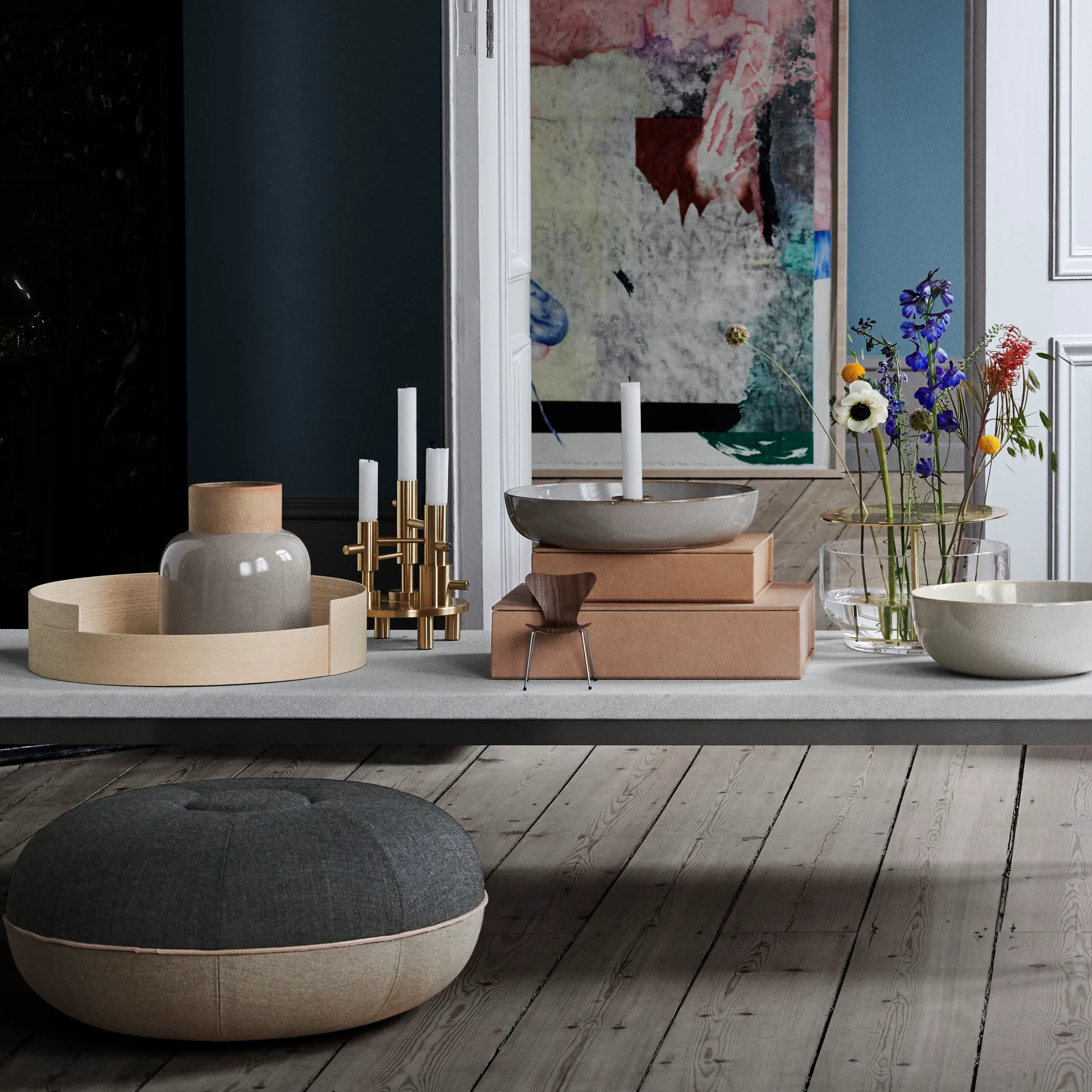 Asiento puff Pouf pequeño, Slate Fritz Hansen