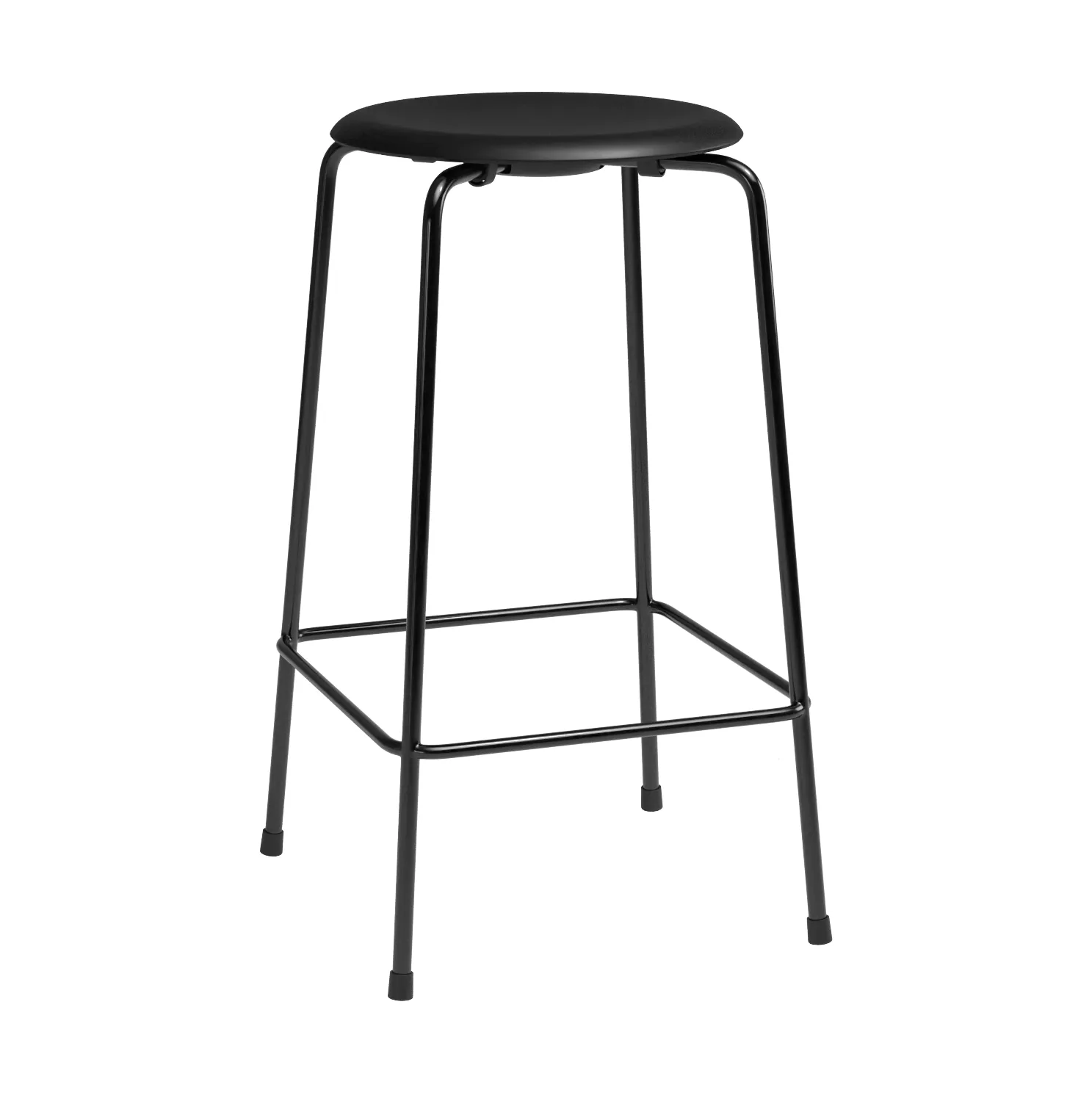 High Dot counter stool 4 patas, Essential black cuero-negro acero Fritz Hansen