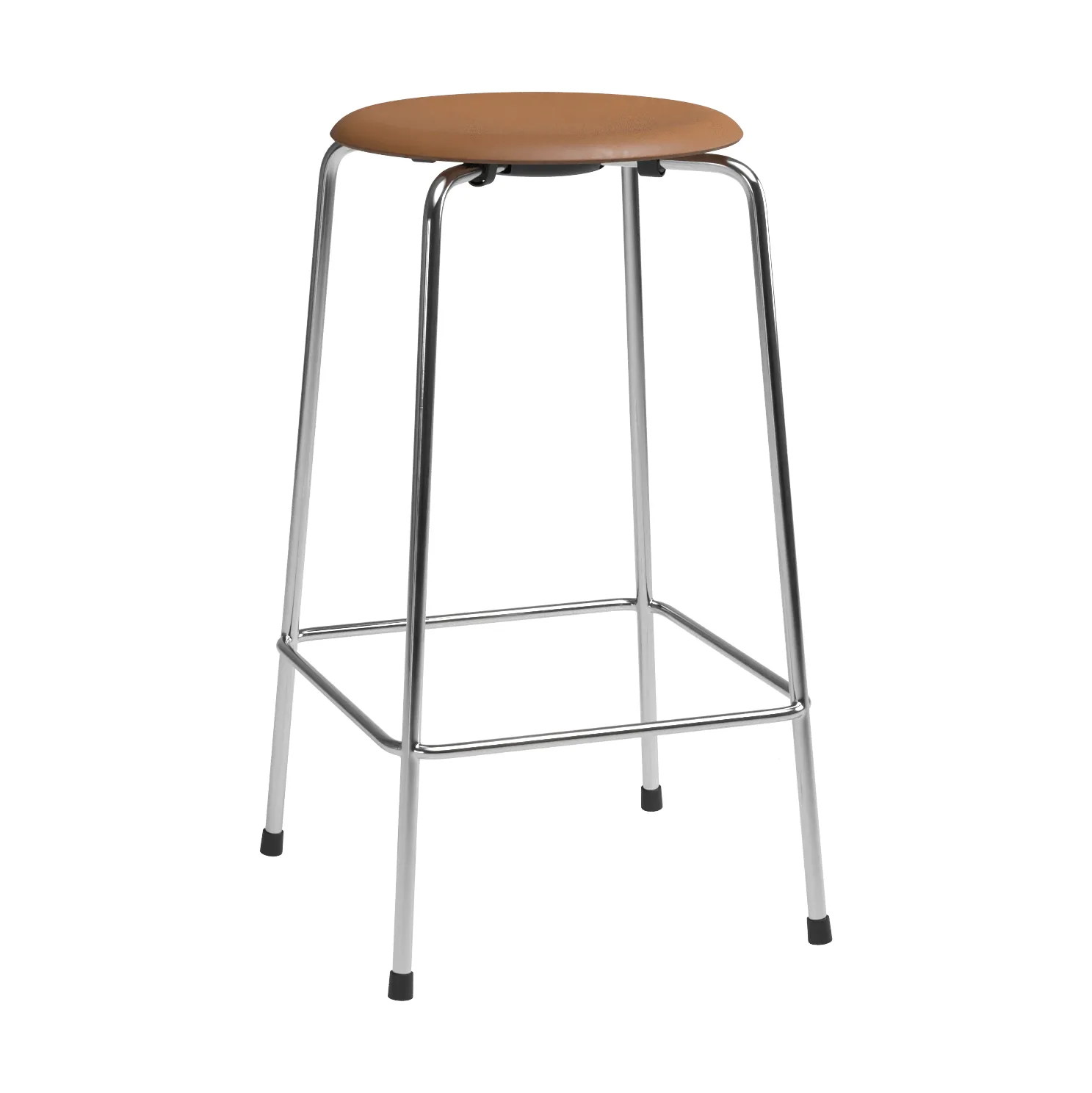 High Dot counter stool 4 patas, Essential nogal cuero-cromo Fritz Hansen