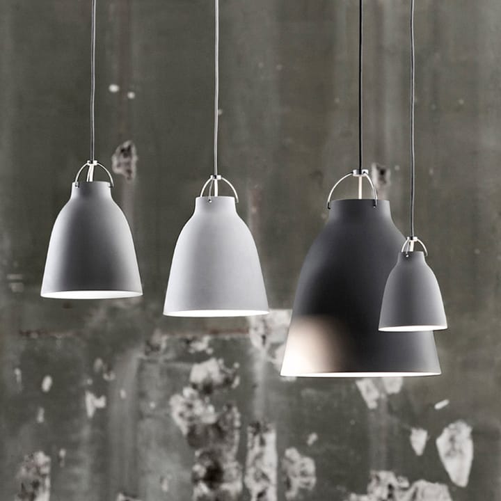 Lámpara colgante Caravaggio 1, Blanco brillante-cable textil gris Fritz Hansen