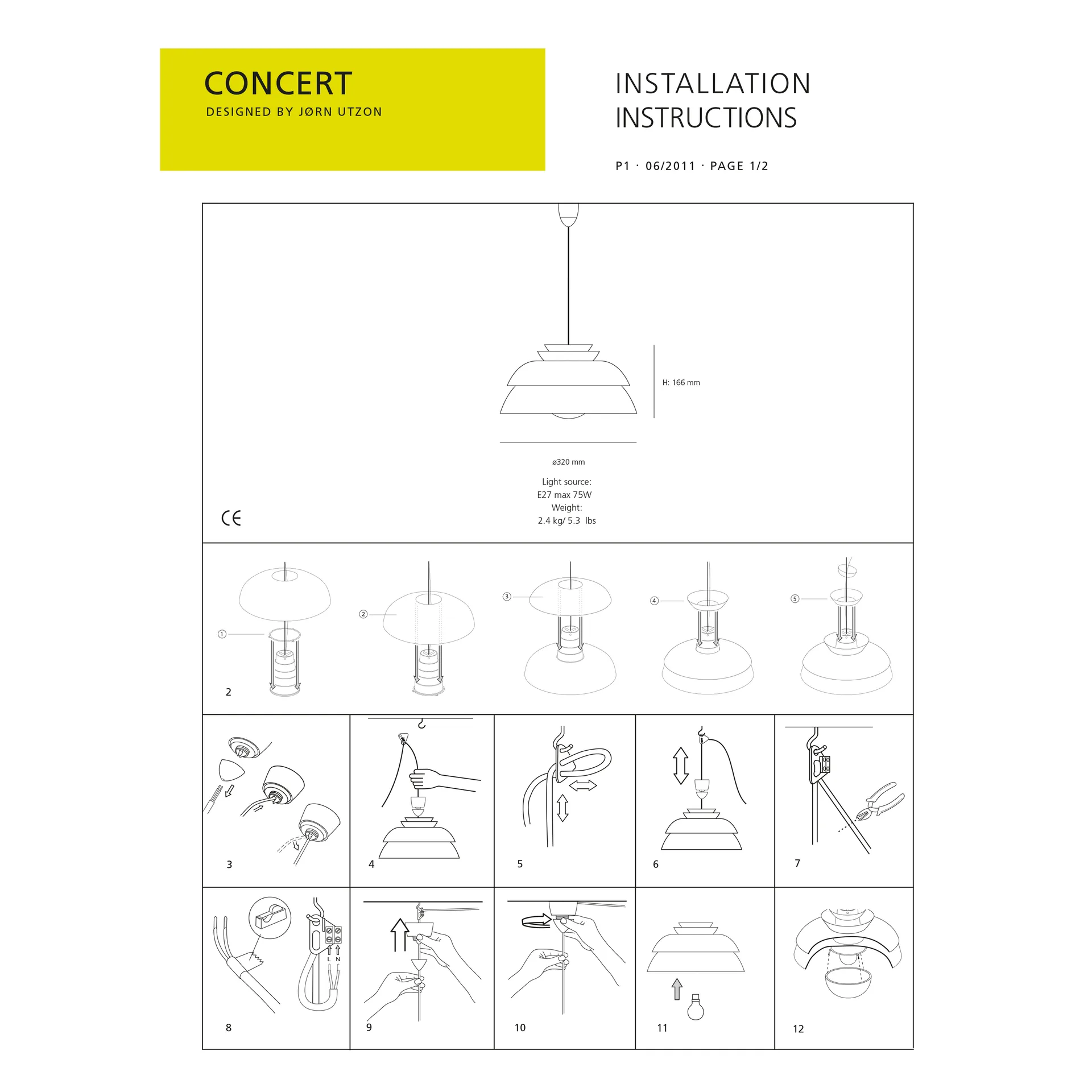 Lámpara colgante Concert blanco, P1 Fritz Hansen