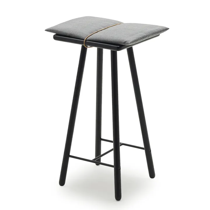 Taburete de bar Georg bajo - Roble lacado en negro - Fritz Hansen