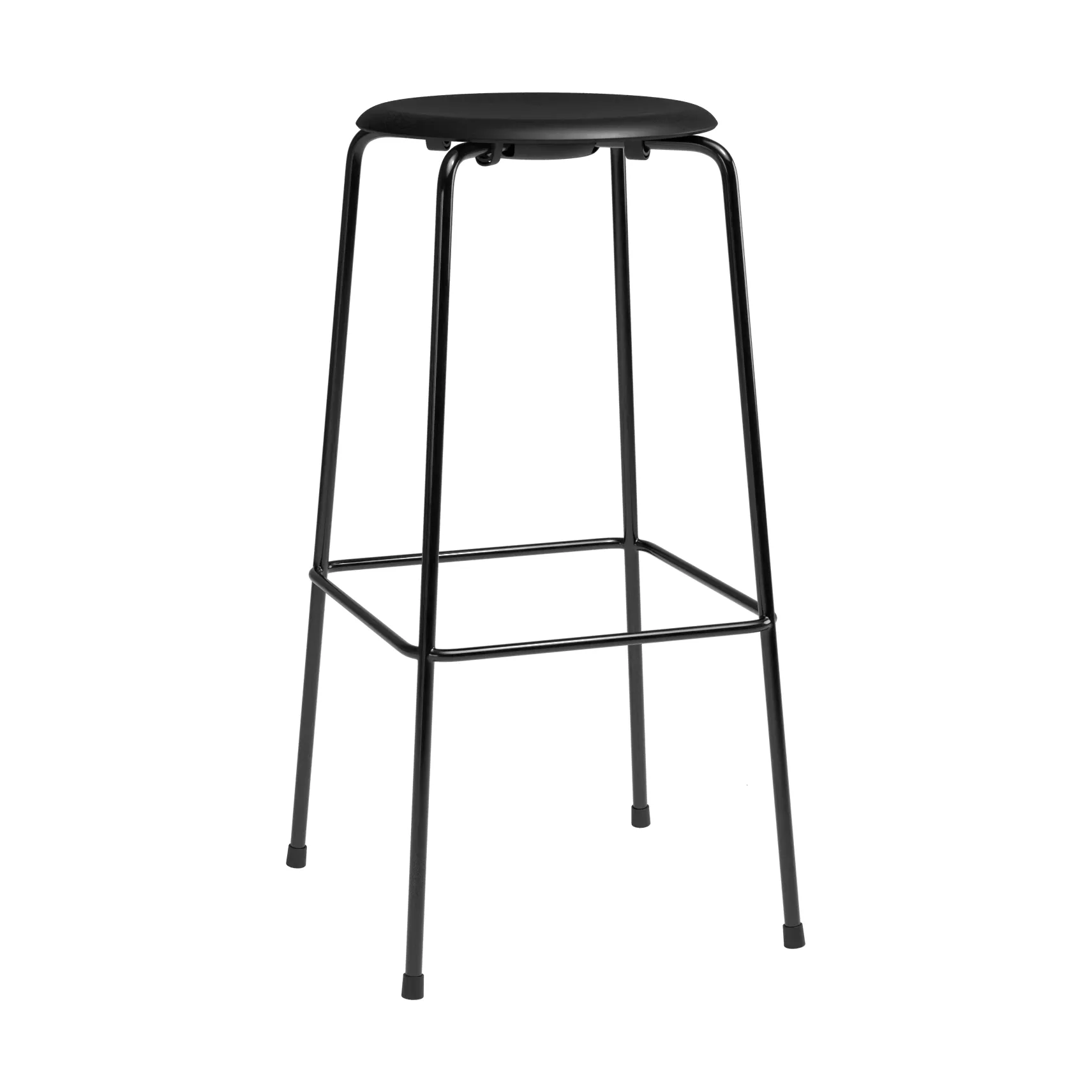 Taburete de bar High Dot, Intense cuero negro-acero negro Fritz Hansen
