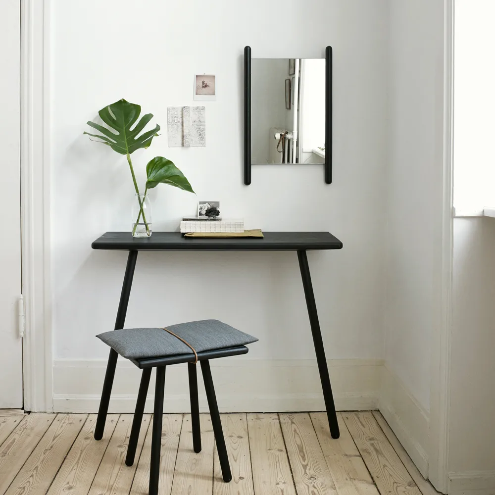 Taburete Georg, Lino, roble sin tratar, incluye cojín de lino Fritz Hansen