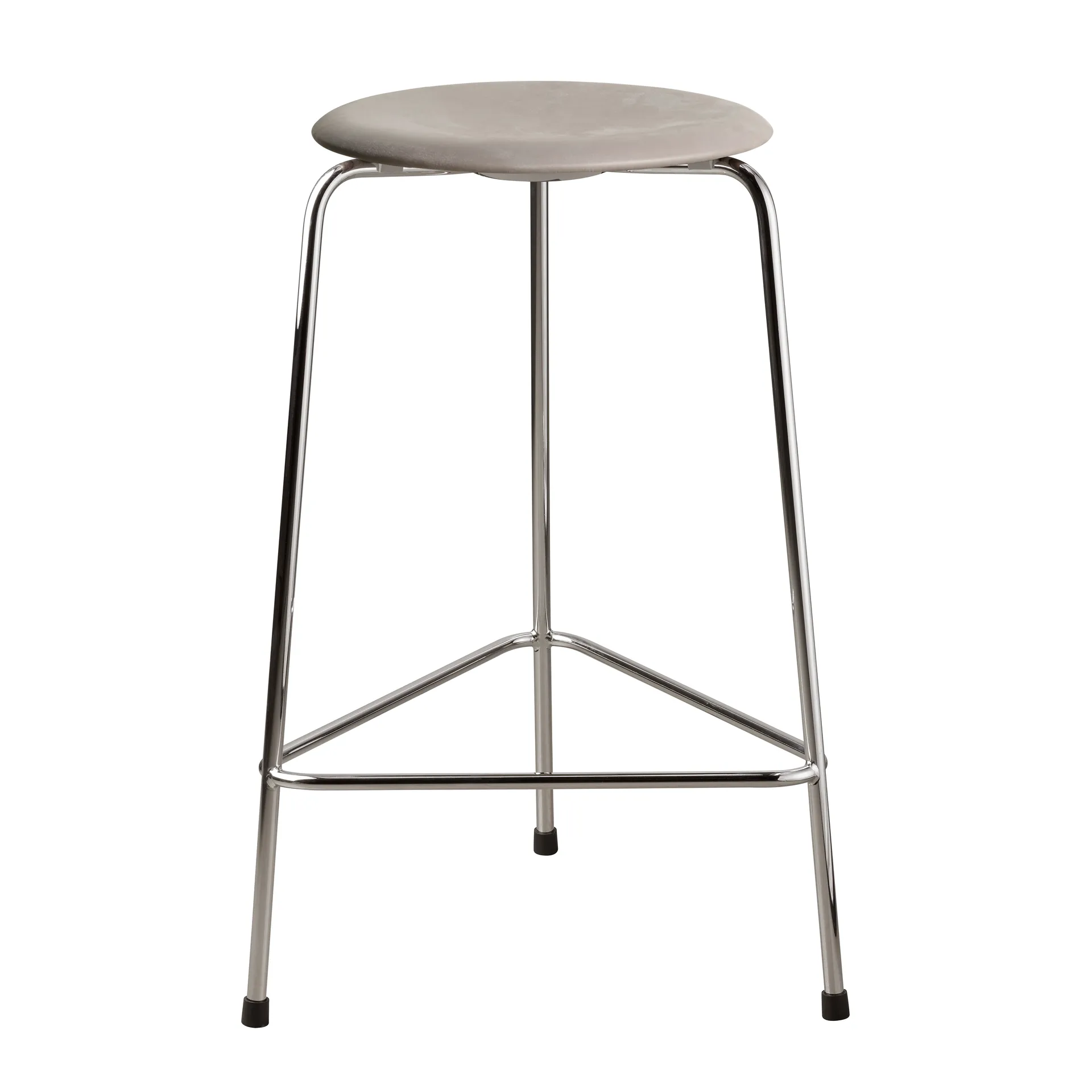 Taburete High Dot cuero, Lava grey-chrome Fritz Hansen