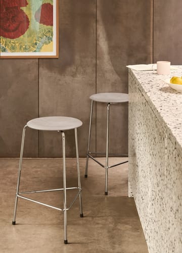 Taburete High Dot cuero - Lava grey-chrome - Fritz Hansen