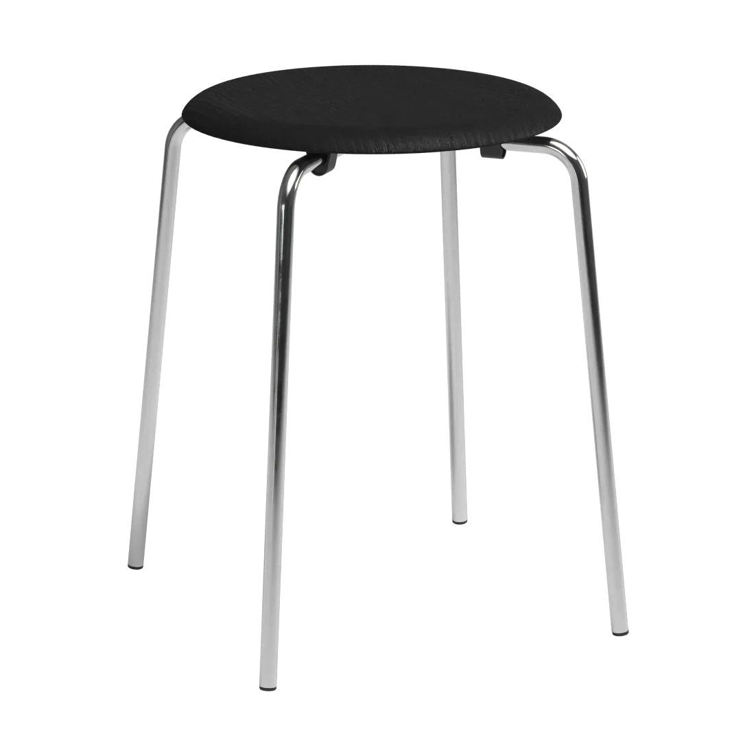 Taburete redondo Dot, Ceniza negra-cromo, Ø32,8x45,5 cm Fritz Hansen