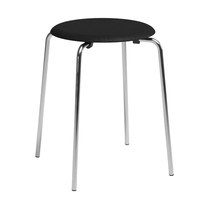 Taburete redondo Dot - Ceniza negra-cromo, Ø32,8x45,5 cm - Fritz Hansen
