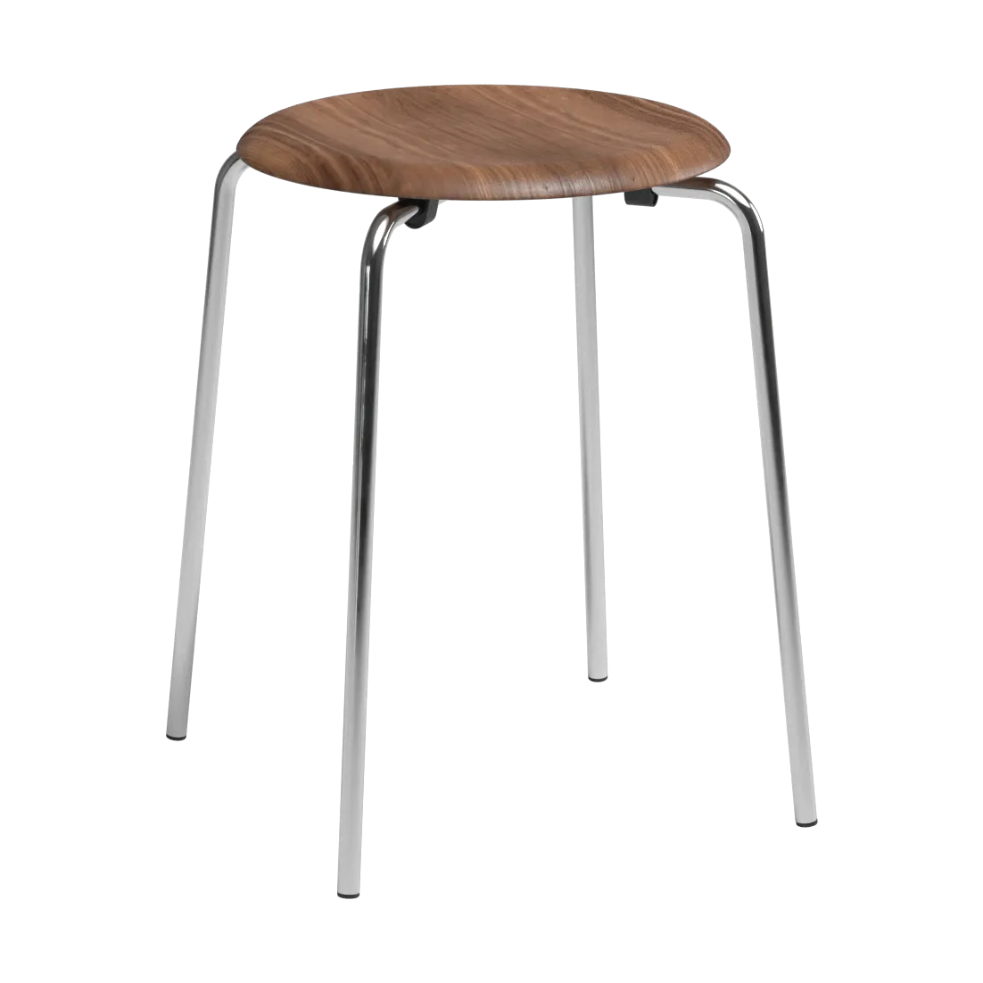 Taburete redondo Dot, Nogal-cromo, Ø32,8x45,5 cm Fritz Hansen