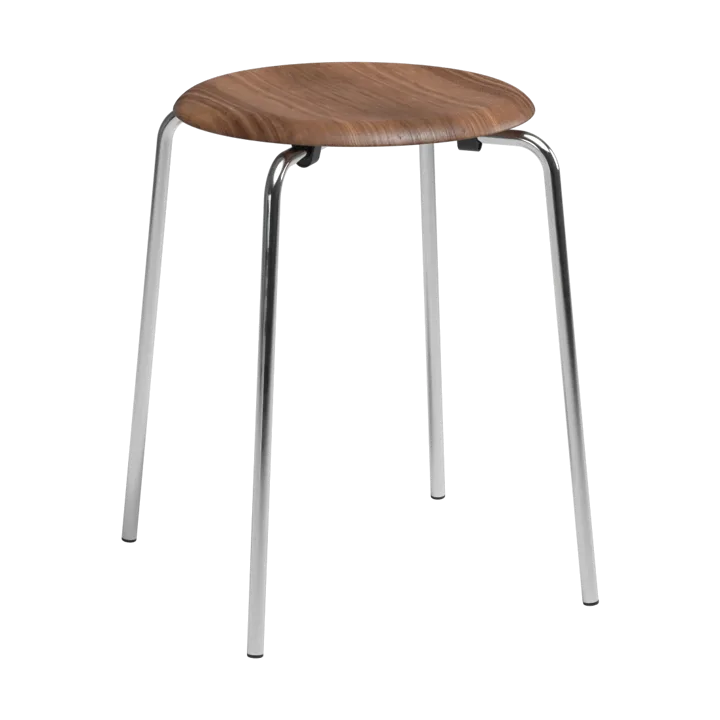 Taburete redondo Dot - Nogal-cromo, Ø32,8x45,5 cm - Fritz Hansen