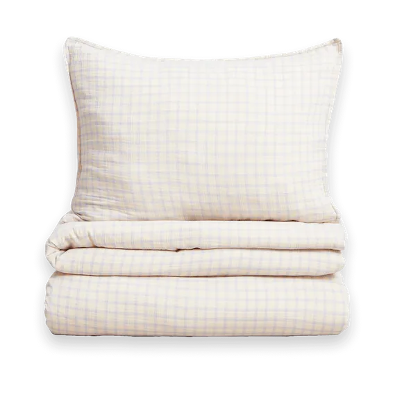 Juego de cama Gingham Sky Blue Muslin, 150x210 cm/50x60 cm Garbo&Friends