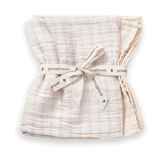Mantas pequeñas Gingham Sky Blue Muslin 2 piezas, 60x60 cm Garbo&Friends
