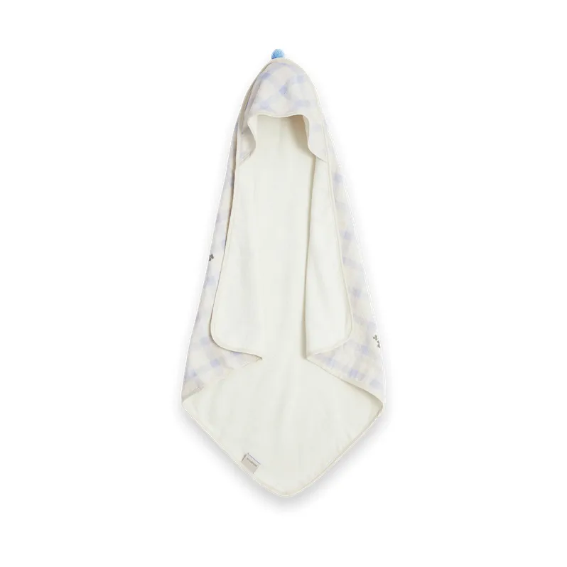 Toalla con capucha Gingham Sorrel Blue Terry, 80x80 cm Garbo&Friends