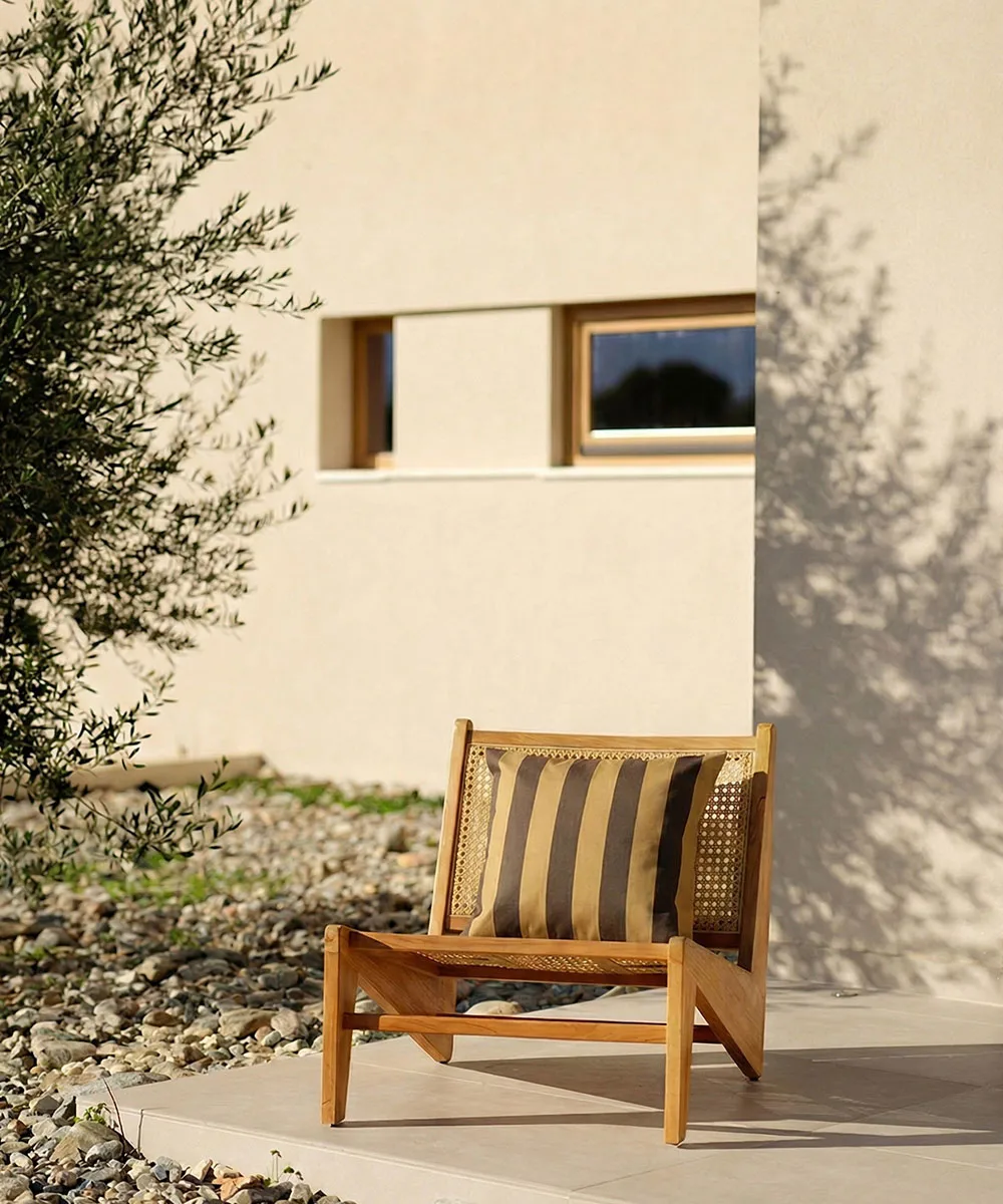 Cojín a rayas Garden Glory, Amarillo azafrán-marrón, 50x50 cm Garden Glory