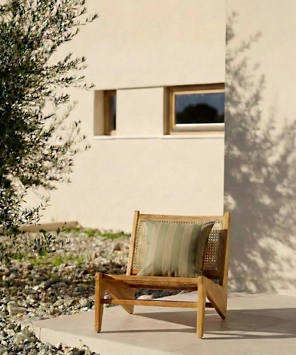 Cojín a rayas Garden Glory, Verde eucalipto-beige, 50x50 cm Garden Glory