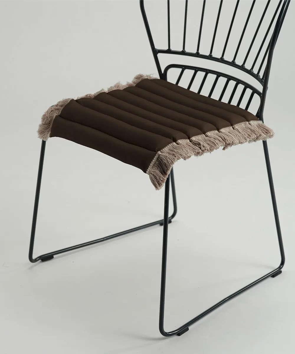 Cojín de asiento Garden Glory con flecos, Beige, flecos beige, 38x40 cm Garden Glory