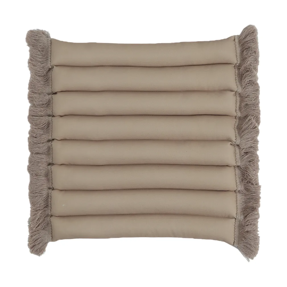 Cojín de asiento Garden Glory con flecos, Beige, flecos beige, 38x40 cm Garden Glory