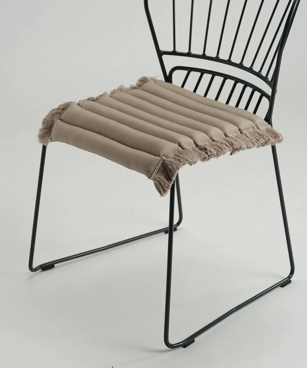 Cojín de asiento Garden Glory con flecos, Beige, flecos beige, 38x40 cm Garden Glory