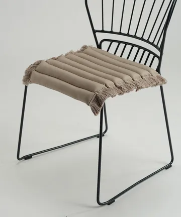 Cojín de asiento Garden Glory con flecos - Beige, flecos beige, 38x40 cm - Garden Glory