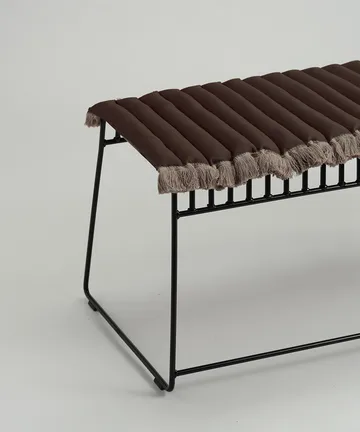 Cojín de asiento Garden Glory con flecos - Marrón, flecos beige, 38x120 cm - Garden Glory