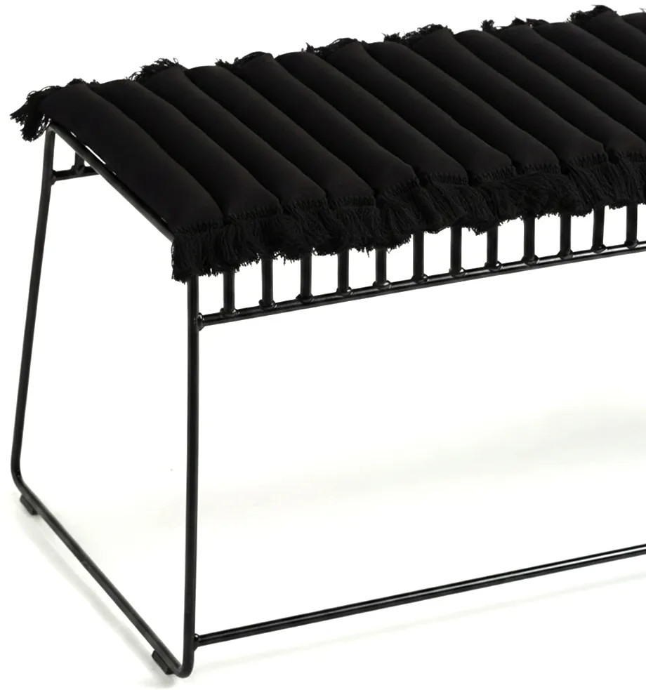 Cojín de asiento Garden Glory con flecos, Negro, flecos negro, 38x120 cm Garden Glory
