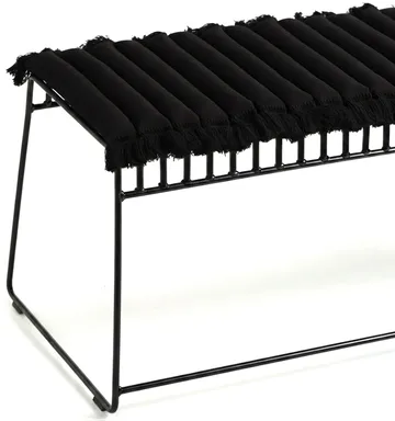 Cojín de asiento Garden Glory con flecos - Negro, flecos negro, 38x120 cm - Garden Glory
