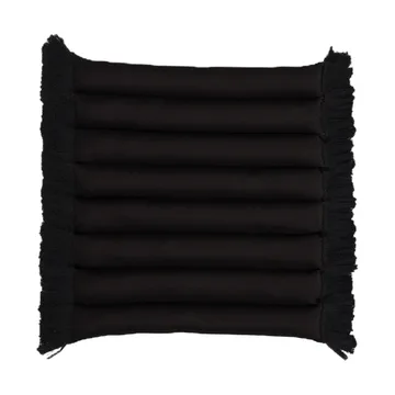 Cojín de asiento Garden Glory con flecos - Negro, flecos negros, 38x40 cm - Garden Glory