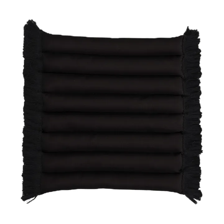Cojín de asiento Garden Glory con flecos - Negro, flecos negros, 38x40 cm - Garden Glory