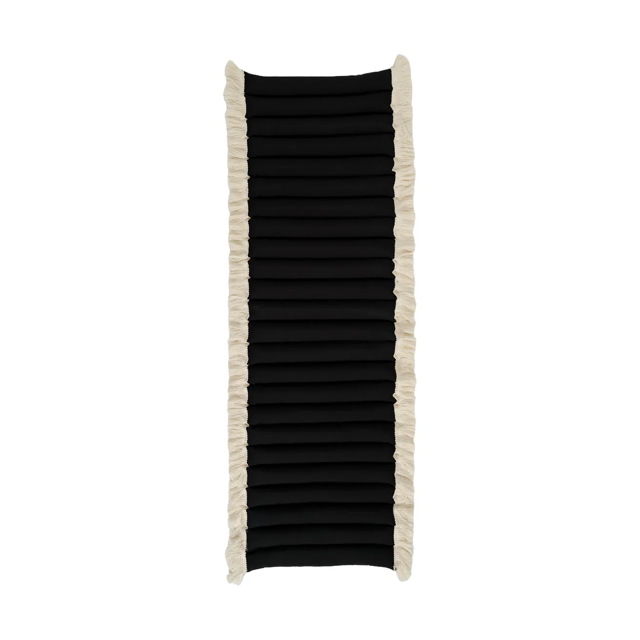 Cojín de asiento Garden Glory con flecos, Negro, flecos offwhite, 38×120 cm Garden Glory