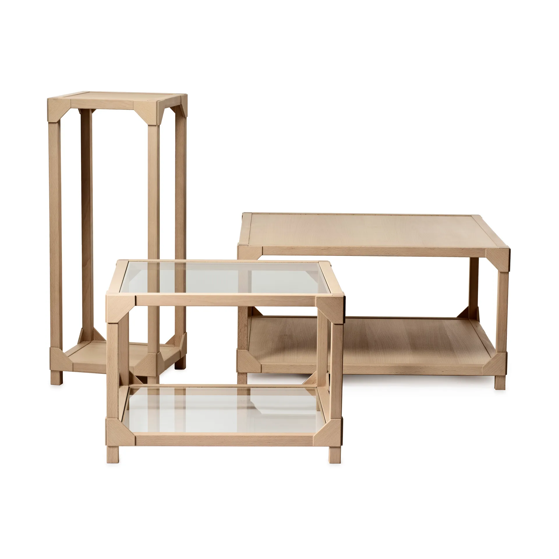 Mesa de Centro Bleck 55x55 cm vidrio, Haya-natural Gärsnäs