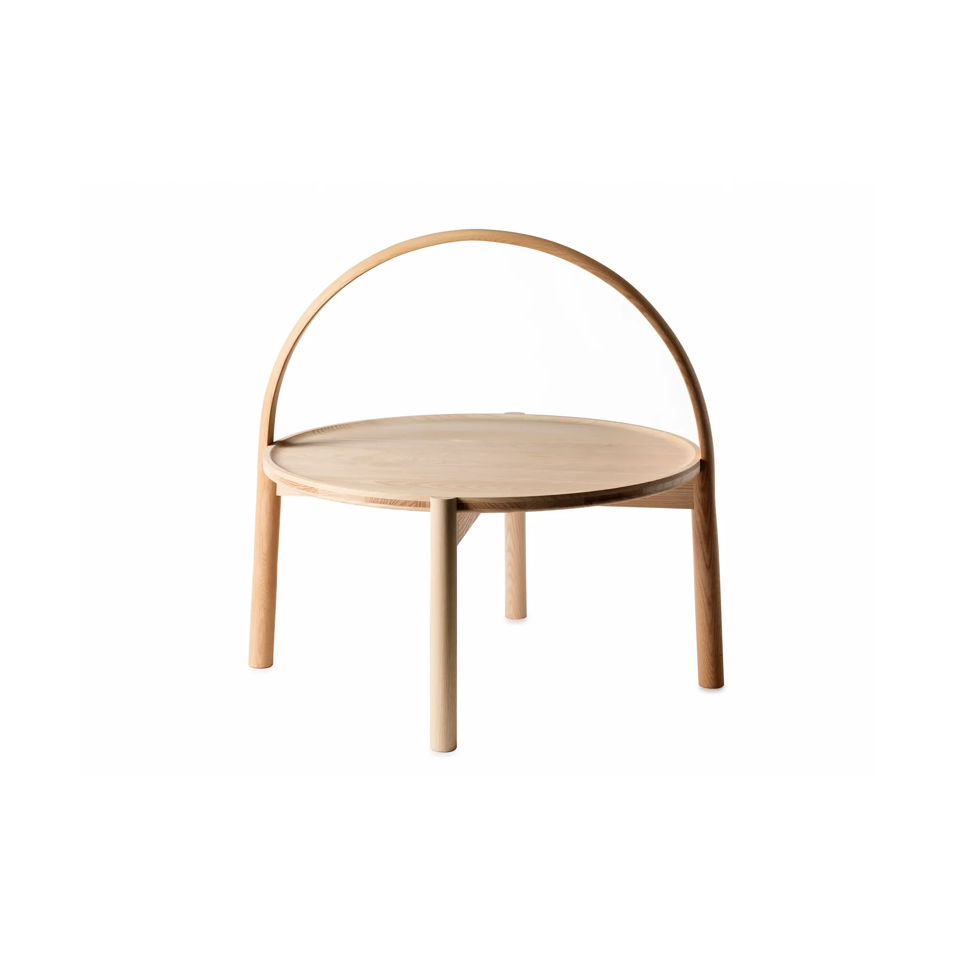 Mesa de centro Elna, Fresno-white-Ø60 cm m. con asa Gärsnäs