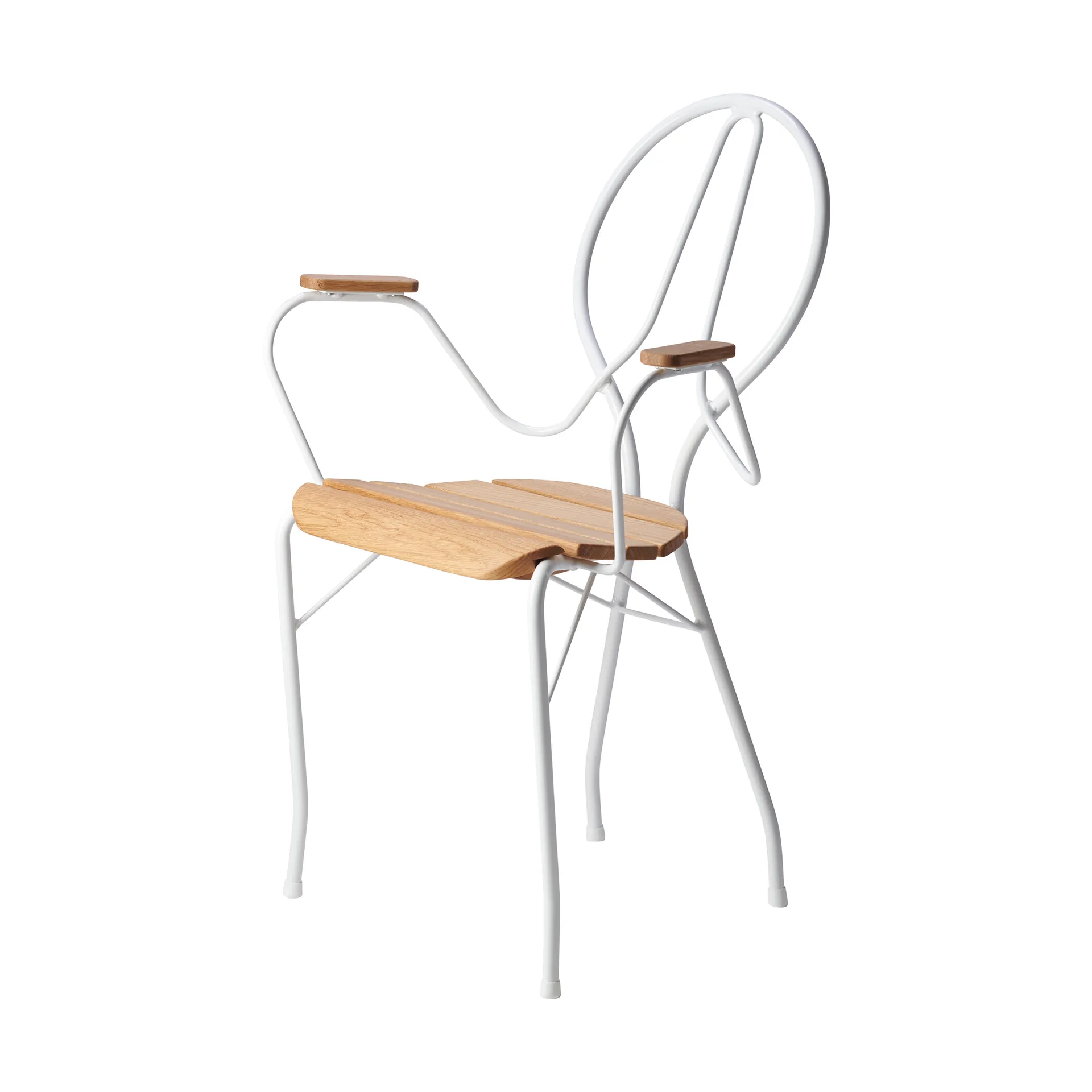Silla con reposabrazos Pia, Soporte de acero lacado blanco - roble aceitado Gärsnäs
