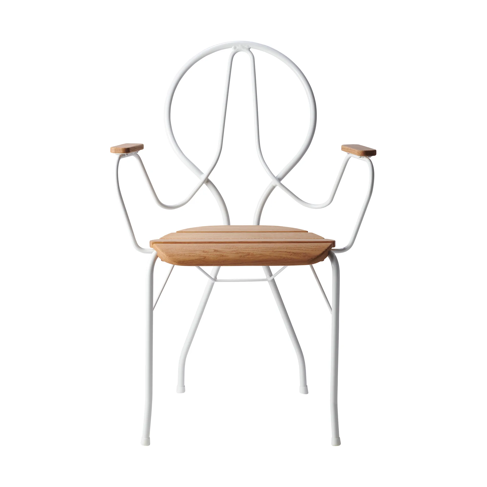 Silla con reposabrazos Pia, Soporte de acero lacado blanco - roble aceitado Gärsnäs