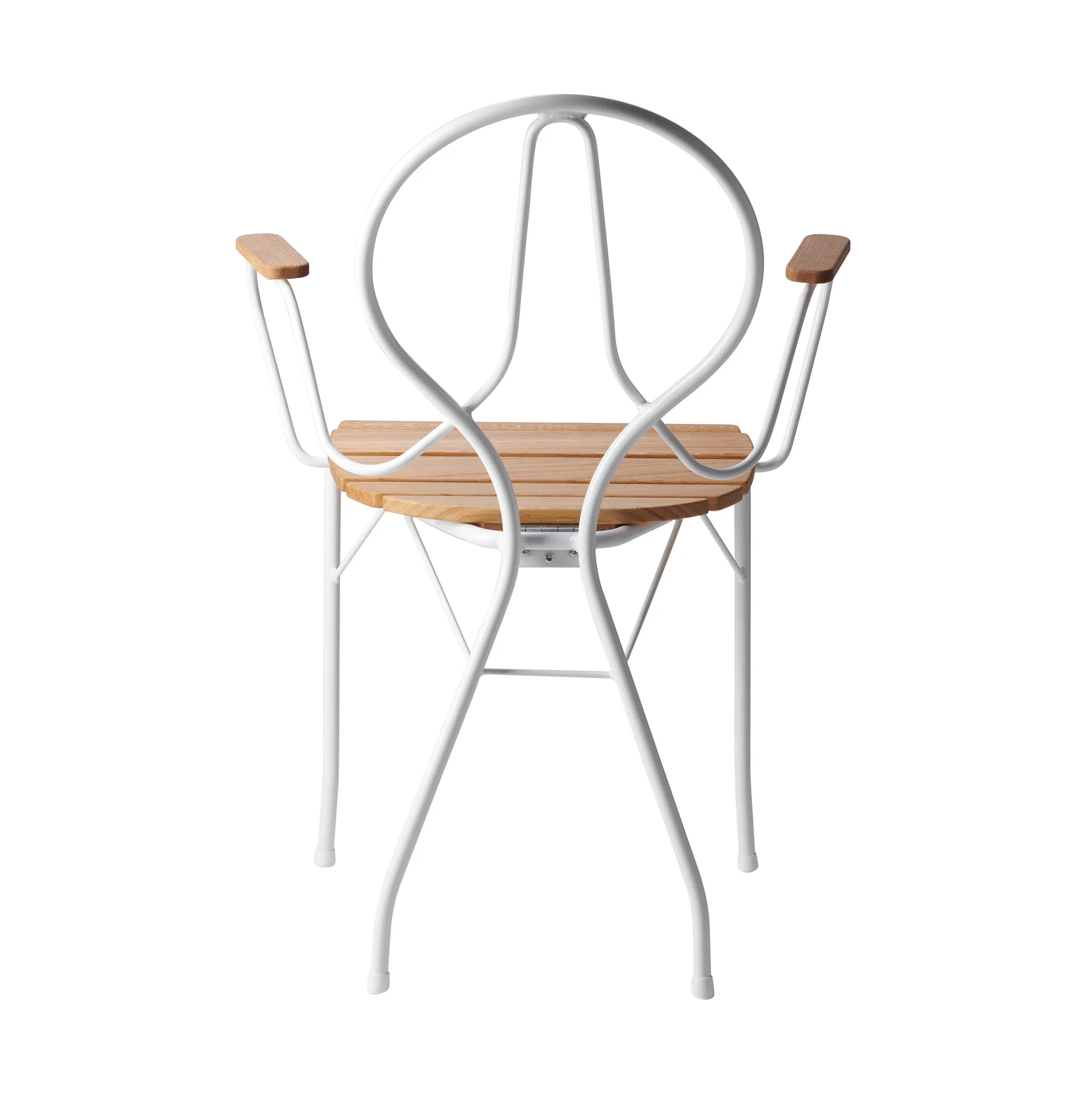 Silla con reposabrazos Pia, Soporte de acero lacado blanco - roble aceitado Gärsnäs
