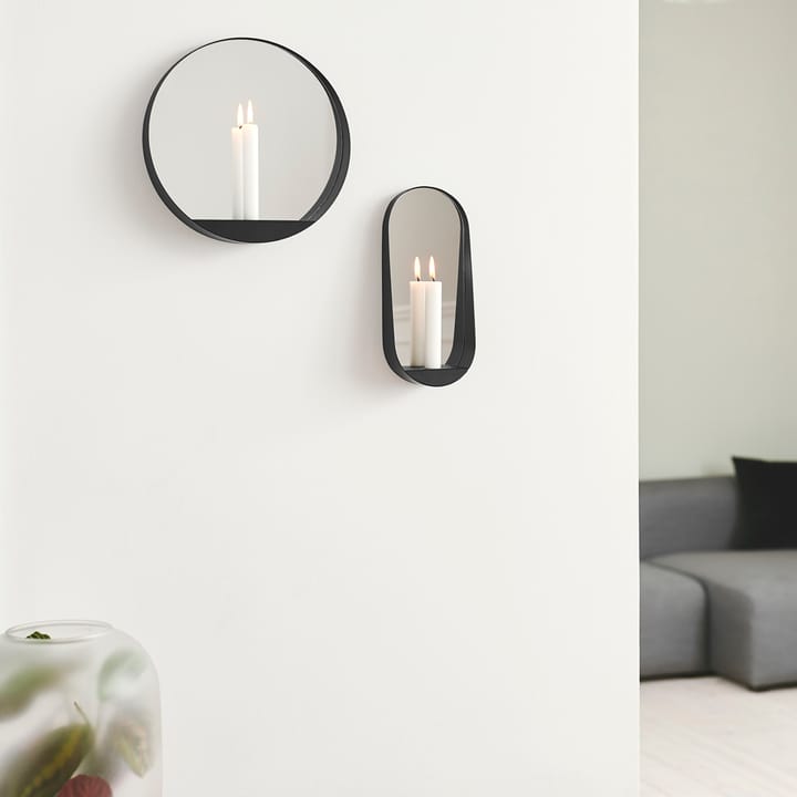 Espejo / Candelabro Glim Ø28 cm, negro Gejst